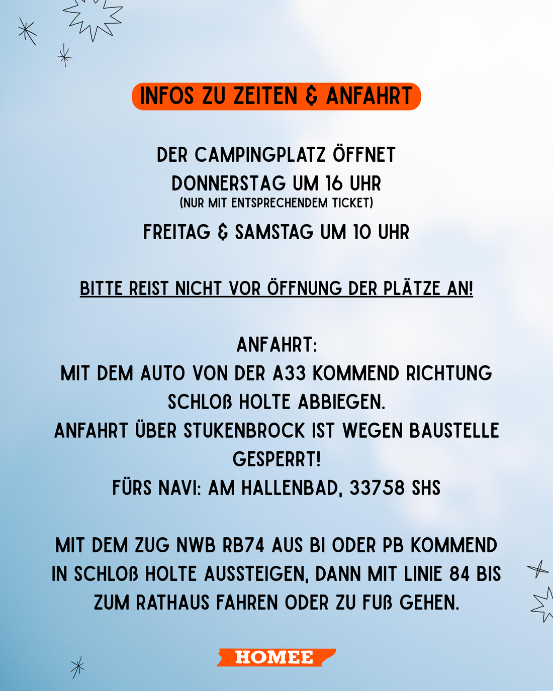 Infos zu Zeiten und Anreise